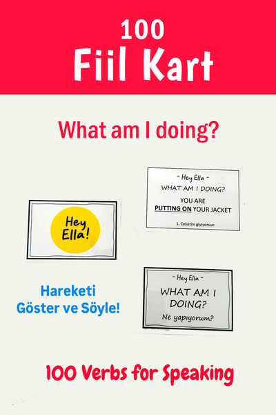 Ella's Style English İngilizce Konuşmak için 100 Kart. Verbs - Hareketi Sen G...