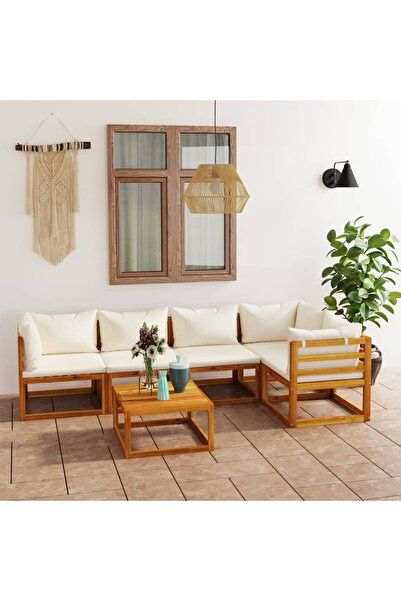 Concept Set mobilier de grădină cu perne, 6 piese, lemn masiv de acacia