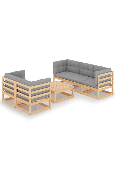 Concept Set mobilier de grădină cu perne, 6 piese, lemn masiv de pin