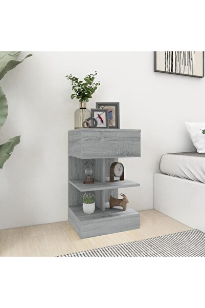 Concept Noptiere, 2 buc., gri sonoma, 40x35x65 cm, lemn prelucrat