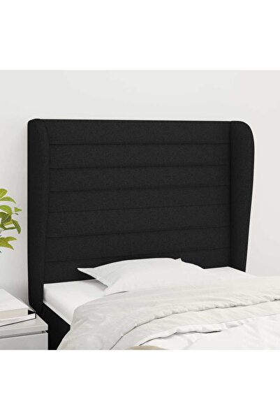 Concept Tăblie de pat cu aripioare, negru, 103x23x118/128 cm, textil