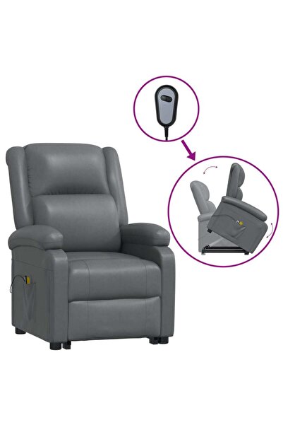 Concept Fotoliu de masaj electric cu ridicare, gri, piele ecologică