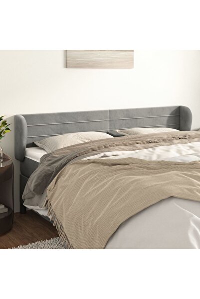 Concept Tăblie de pat cu aripioare gri deschis 203x23x78/88 cm catifea