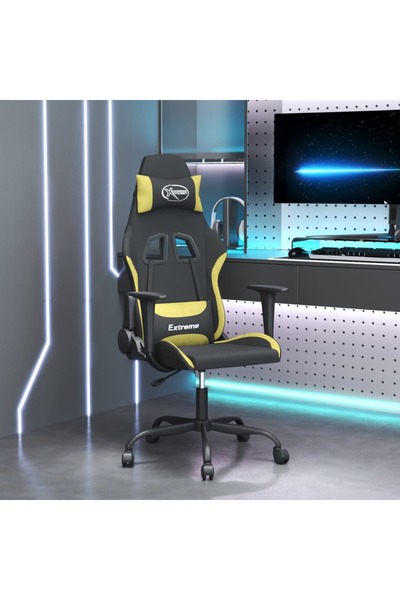 Concept Scaun de gaming pivotant, negru și verde deschis, textil