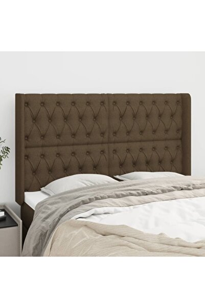 Concept Tăblie de pat cu aripioare maro închis 163x16x118/128 cm textil