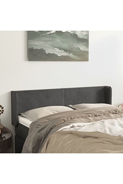 Concept Tăblie de pat cu aripioare gri închis 147x16x78/88 cm catifea