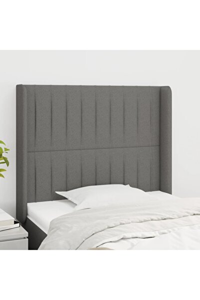Concept Tăblie de pat cu aripioare gri închis 93x16x118/128 cm textil