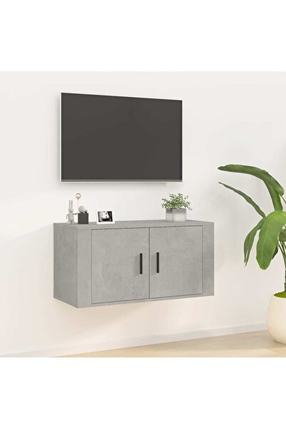 Concept Dulap TV montat pe perete, gri beton, 80x34,5x40 cm