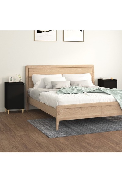 Concept Noptiere, 2 buc, negru, 40x35x70 cm, lemn prelucrat