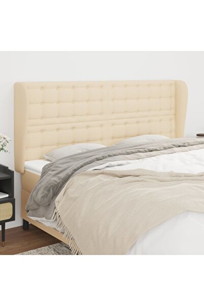 Concept Tăblie de pat cu aripioare, crem, 203x23x118/128 cm, textil