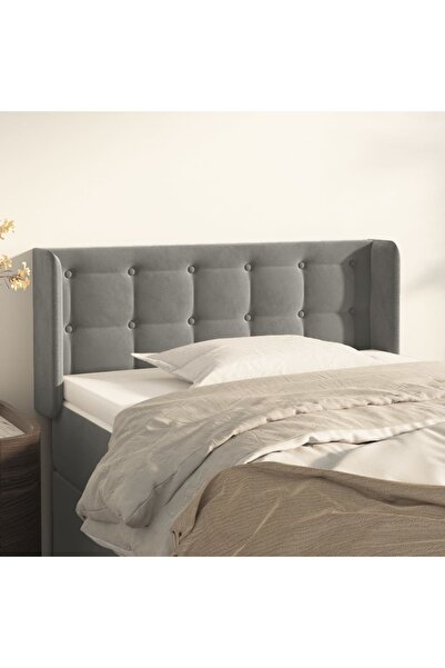Concept Tăblie de pat cu aripioare gri deschis 93x16x78/88 cm catifea