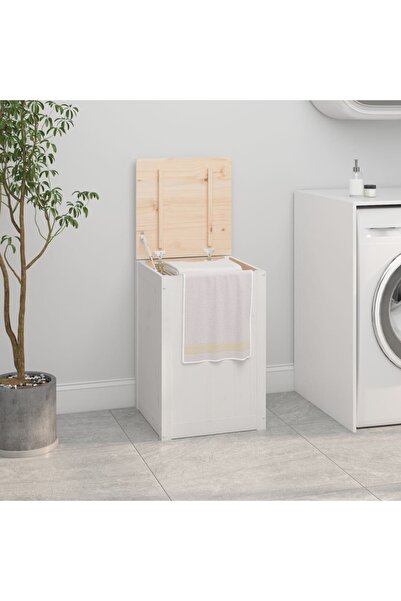 Concept Cutie de rufe, alb, 44x44x66 cm, lemn masiv de pin