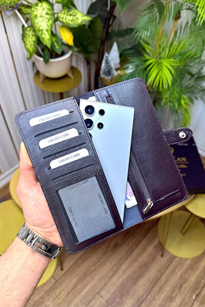 CüzCan Creen Kahve Gerçek Hakiki Deri Telefon Cüzdanı Unisex (ERKEK-KADIN)