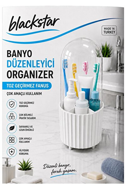 Blackstar Şeffaf Kapaklı Banyo Düzenleyici Organizer Beyaz
