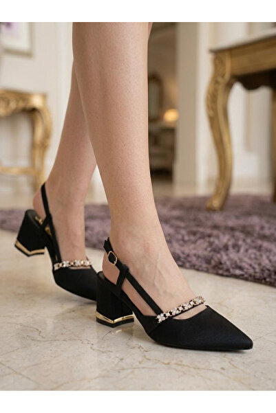 Nesil Shoes Sandale de damă Peri 3691 din satin negru