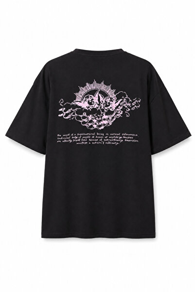 Eazy Co Eazy Black Angels Unisex Oversize Printed Short Sleeve T-shirt