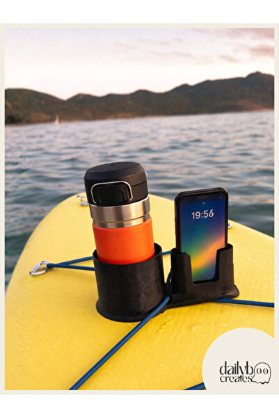 Dailyboo Creates SUP Board Telefon Termos Tutucu Paddle Board Kano Aksesuar 3D Baskı Lastik Bağlantılı-Siyah