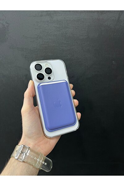 TEKNOLABTR Magsafe Mıknatıslı Kartlık Deri Cüzdan Mor