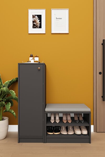 asratrend Lüks Kapaklı Oturma Puflu Ayakkabılık Düzenleyici %100 MDF Çok Amaç...