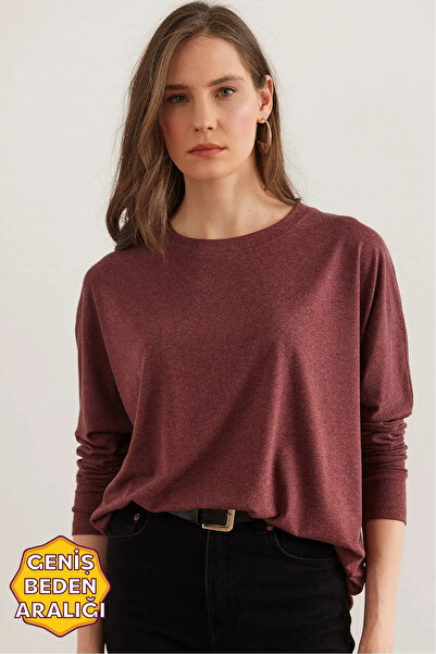 Olalook Damska bluzka z okrągłym dekoltem w kolorze Dark Rose Dusty z wełny i...