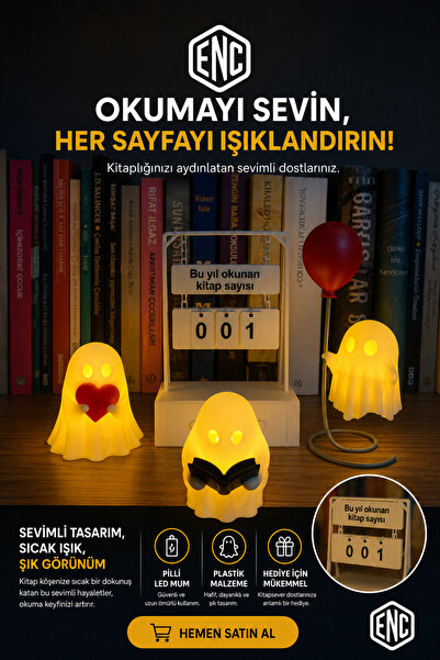 ENC Tasarım Kitap Okuma Sayacı - 3'lü Hayalet Seti