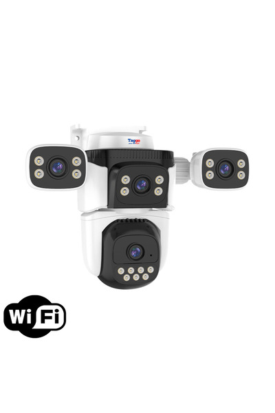 Taggo Cameră de supraveghere WiFi, audio bidirecțional, 16MP, patru obiective...