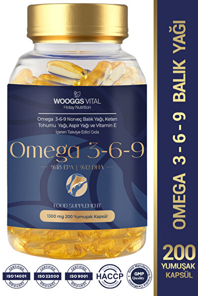 Hotay Nutrition Wooggs Vital Omega 3-6-9 Norveç Balık Yağı , Keten Tohumu Yağ...
