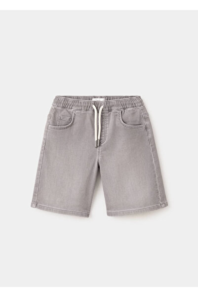 MANGO Kids Beli lastikli bermuda denim şort