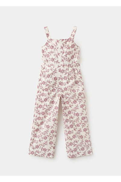 MANGO Kids Çiçek desenli pamuklu tulum