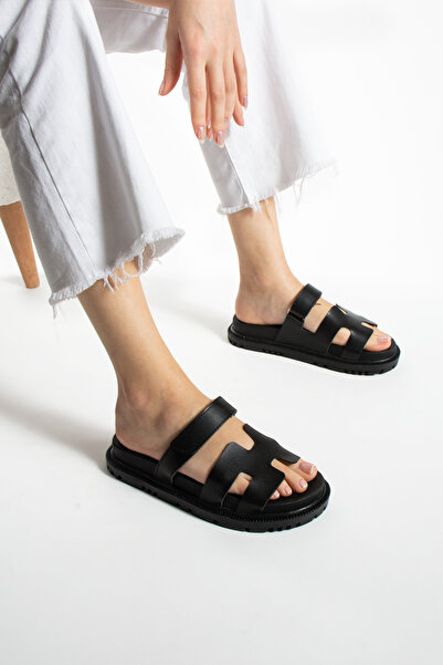 Moda Devrin Czarne, anatomiczne, wygodne, damskie kapcie z rzepem (PRODUKT ZO...