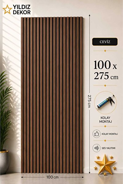 YILDIZ DEKOR Yeni nesil duvar paneli 100 x 275 ceviz rengi