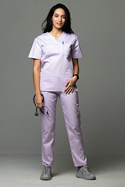 OEM Costum medical pentru femei DER KLASSIK, Bluză și pantaloni, Liliac