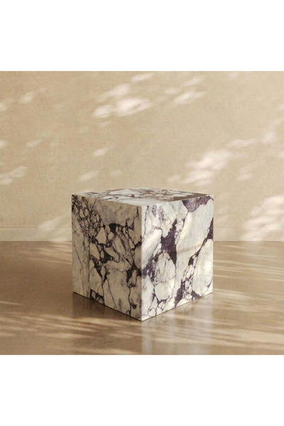 adomarmarblehandmadeandluxury Menekşe Mermer Dekoratif Yan Sehpa