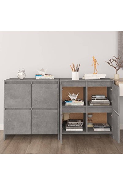 Concept Servante, 2 buc., gri beton, 70x41x75 cm, PAL