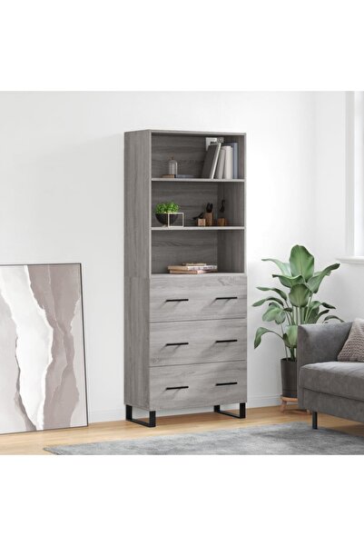 Concept Dulap înalt, gri sonoma, 69,5x34x180 cm, lemn compozit