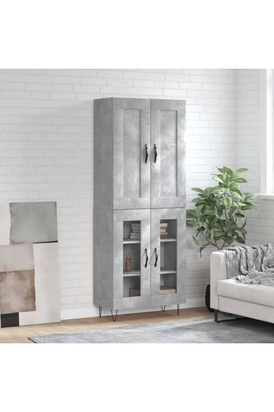 Concept Dulap înalt, gri beton, 69,5x34x180, lemn compozit