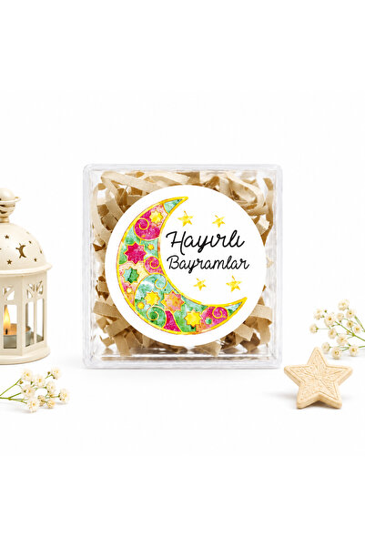 repro design Hayırlı Bayramlar Baskılı 4 cm Yuvarlak Etiket 24 Adet