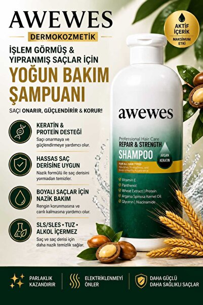 awewes Saç ve Saç Derisi Onarım Bakım Dökülme ve Kepek Karşıtı 9 Aktifli Para...