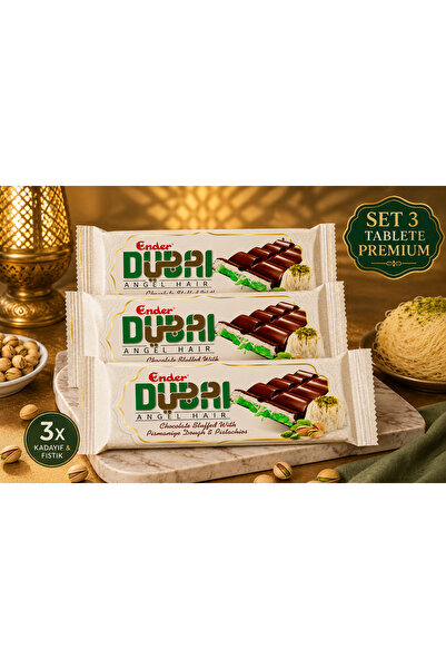 Ender Ciocolata Dubai Angel Hair – Set 3 Bucăți, 50gr | Ciocolată cu Fistic &...