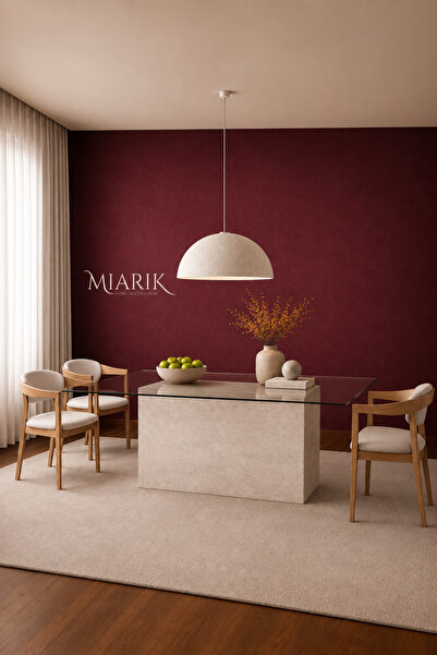MIARIK DESIGN Taika - Traverten Cam Tablali Yemek Masasi