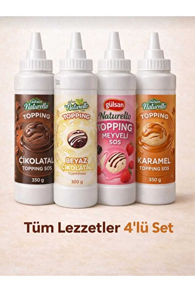 gülsan gıda Gülsan Naturello Topping Sos 4’lü Set (Çikolata, Beyaz Çikolata, ...