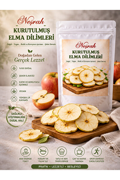 NEŞRAH Kuru Meyve Elma Dilimleri - Katkısız Şeker İlavesiz Vegan Meyve Kurusu 35gr