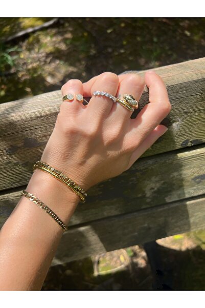 mitico jewellery Hexagon Full Stone Ayarlanabilir Yüzük