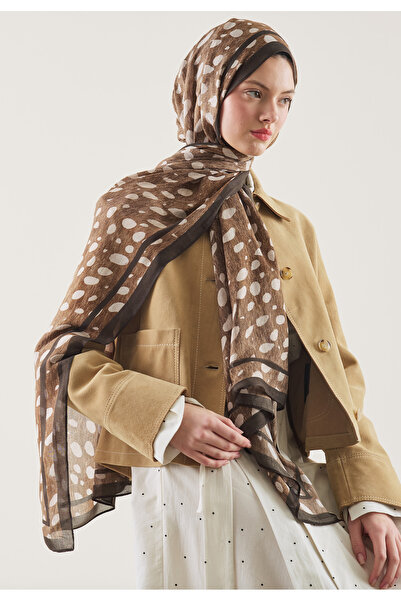 Freshscarfs Mink Wild Fawn Pattern Ramie Shawl