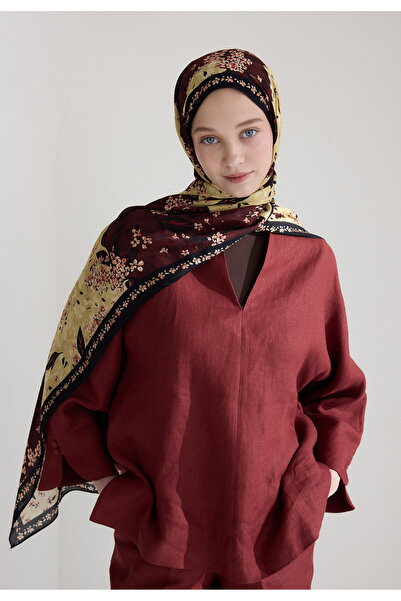 Freshscarfs Tıny Plumerıa Floş Viskon Şal Bordo