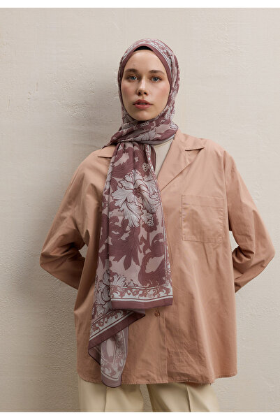Freshscarfs Leone Desen İpek Krep Şal Gülkurusu