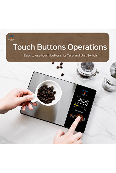 Novitson NKS-4540B Elegant Smart Nutrition Kitchen Scale with Auto Calorie Tracking, Stainless Steel LED Platform, Bluetooth Fitdays+ Sync, 5kg Precision Weighing –Black