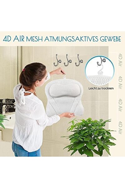 Arabest Luxury Bath Pillow, Air Mesh Fabric Extra Thick Neck Shoulder Support...