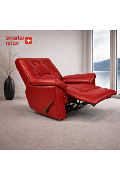 Smarto relax VIP Manuel Gerçek İtalyan Deri Ceviz Ahşap Sırt Detaylı Baba TV ...