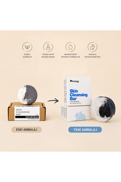 Baboon Natural قالب تنظيف البشرة من بابون - حمض الفحم والسالسيليك